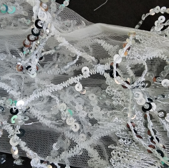 Sparkly one sleeve white and sequin top. - Picture 3 of 3